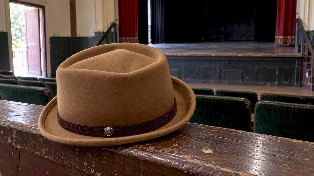 Wool trilby hat in historic New Zealand theatre