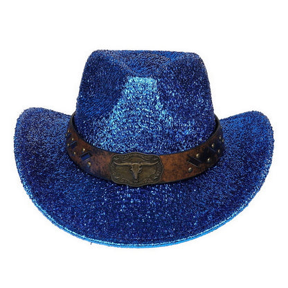 Glitter Cowboy Hat Halloween Black Gold Silver EVA Composite Cow Head Accessories - Urban Caps 