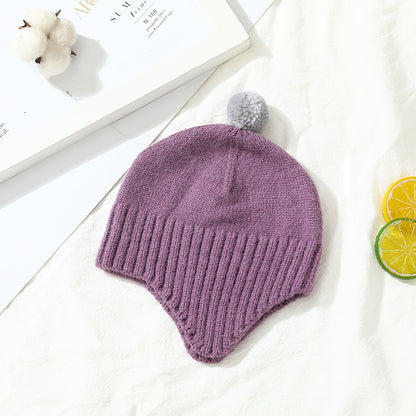 Children's Hat Woolen Cap Male And Female Baby Ear Protection Fluffy Ball - Urban Caps 