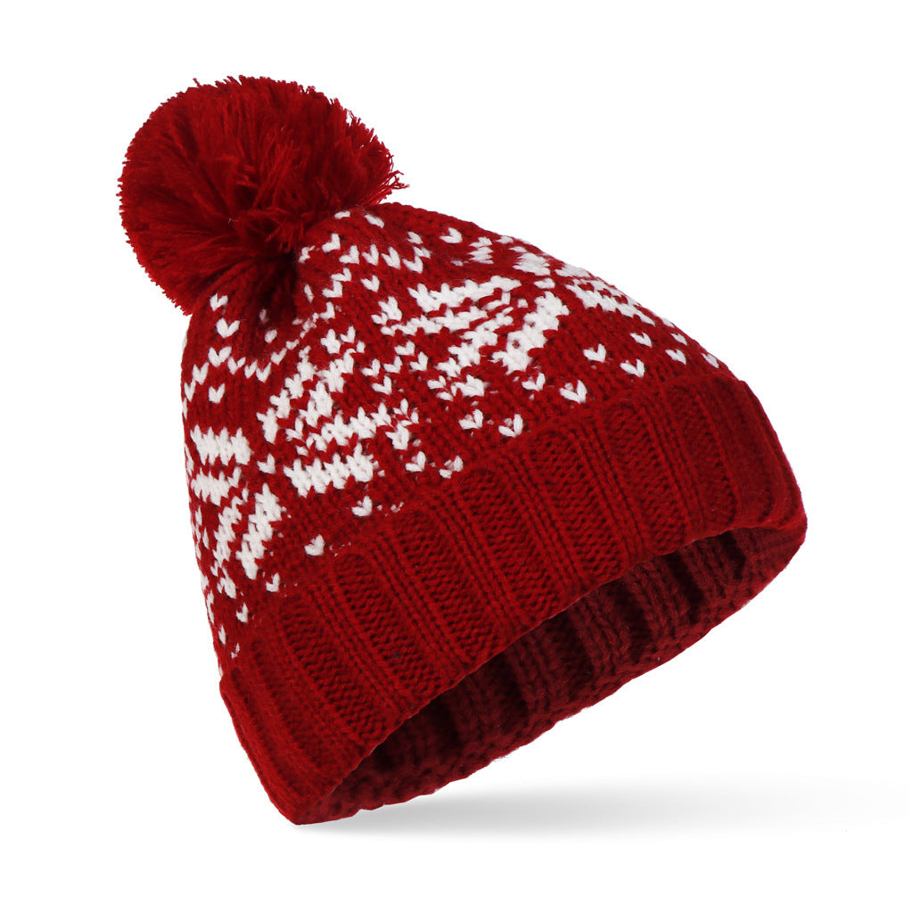 New Big Snowflake Christmas Woolen Hat Warm Hood Knitted Hat - Urban Caps 