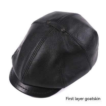 Men’s Genuine Leather Newsboy Cap – Goat Skin Octagonal Beret | Warm & Stylish - Urban Caps 