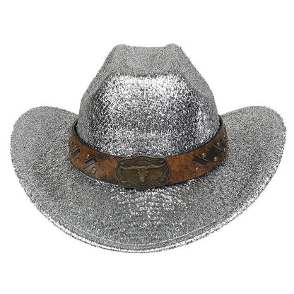 Glitter Cowboy Hat Halloween Black Gold Silver EVA Composite Cow Head Accessories - Urban Caps 