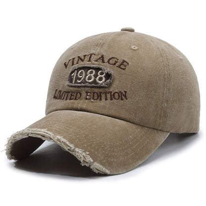 American Retro Soft Top Make Old Ripped Letter Embroidered Baseball Cap - Urban Caps 