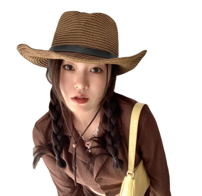 Western Cowboy Hat Summer Woven Cool Hat - Urban Caps 