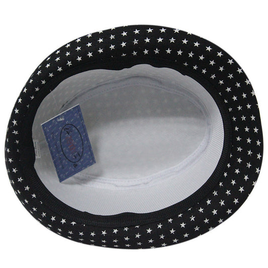 Star Print Hip Hop Belt Buckle Fedora Hat - Urban Caps 