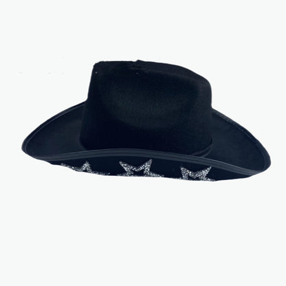 Western Cowboy Hat Rhinestone Five-pointed Star Fedora Hat - Urban Caps 
