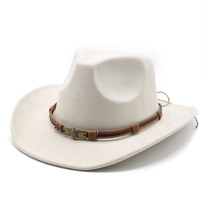 Suede Curling Western Cowboy Hat Ethnic Style Top Hat - Urban Caps 