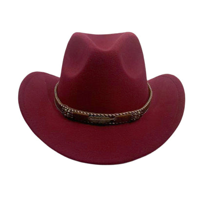 Curling Cowboy Hat Men's And Women's Leaf Belt Fur Felt Hat - Urban Caps 