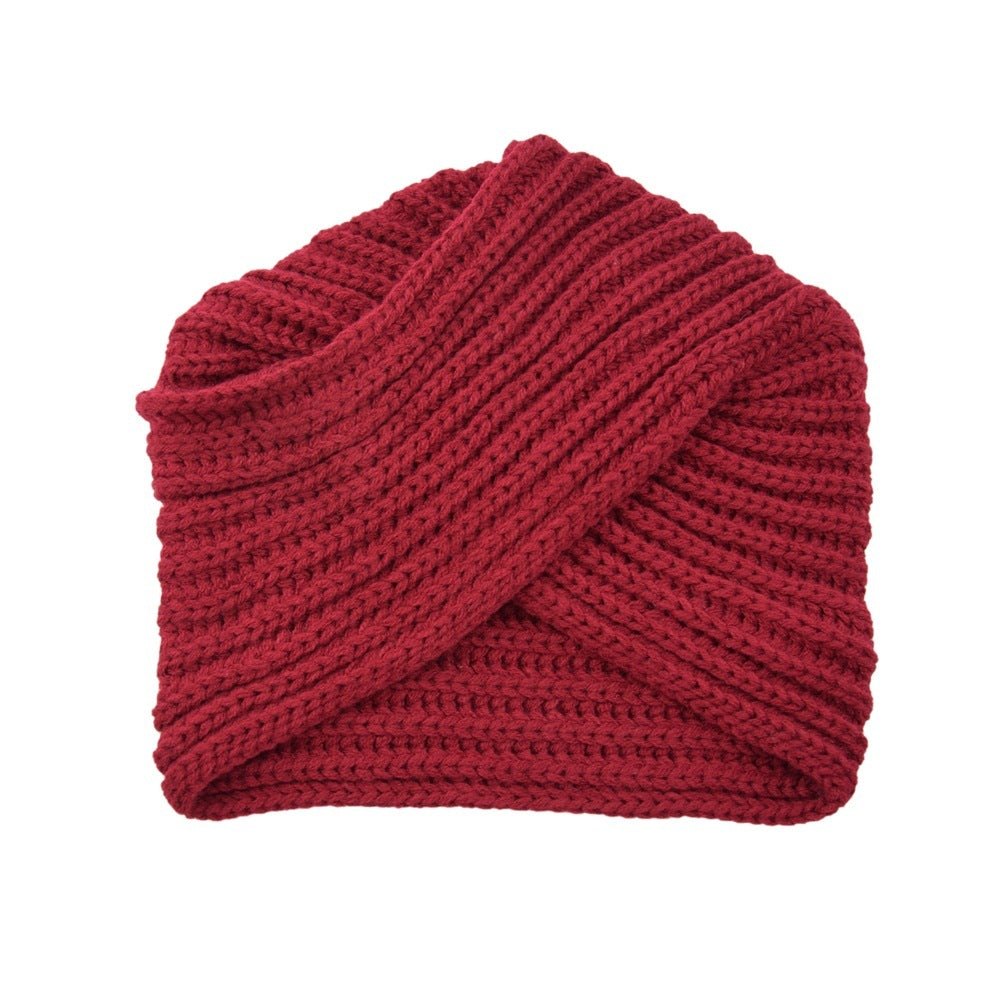 Fashion Woolen Knit Hat With Crossover Pullover - Urban Caps 
