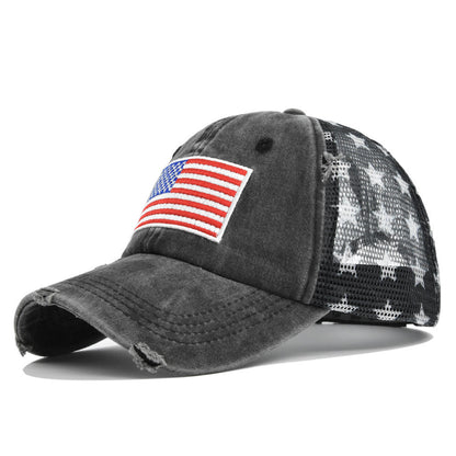 American Flag Embroidered Mesh Cap Embroidered Baseball Hat - Urban Caps 