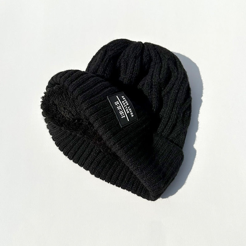 Woolen Cap Female Fleece Lined Padded Warm Keeping Knitted Hat - Urban Caps 