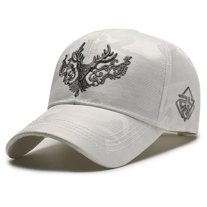 Deer Head Embroidery Men's Outdoor Couple Peaked Cap - Urban Caps 