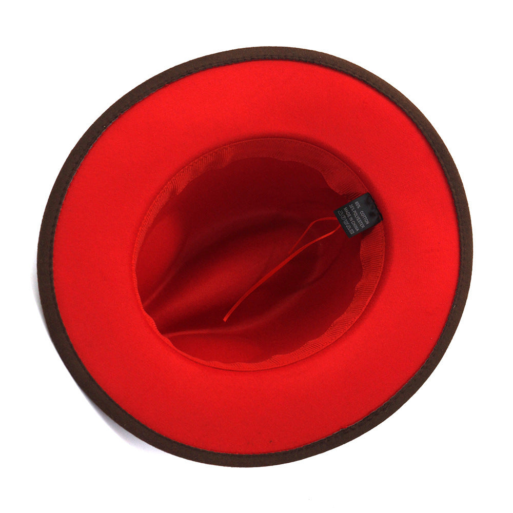 Double-sided Color Matching Flat Brim Fedora Hat - Urban Caps 