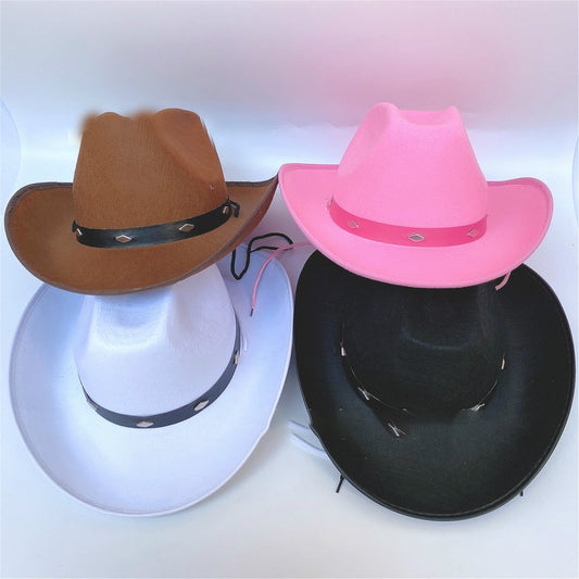 Western Five Nail Cowboy Hat One-time Forming Big Edge Children's Polyester Felt Hat - Urban Caps 