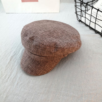 Retro Octagonal Beret – Cotton Linen Embroidered Cap | Adjustable M56–58cm - Urban Caps 