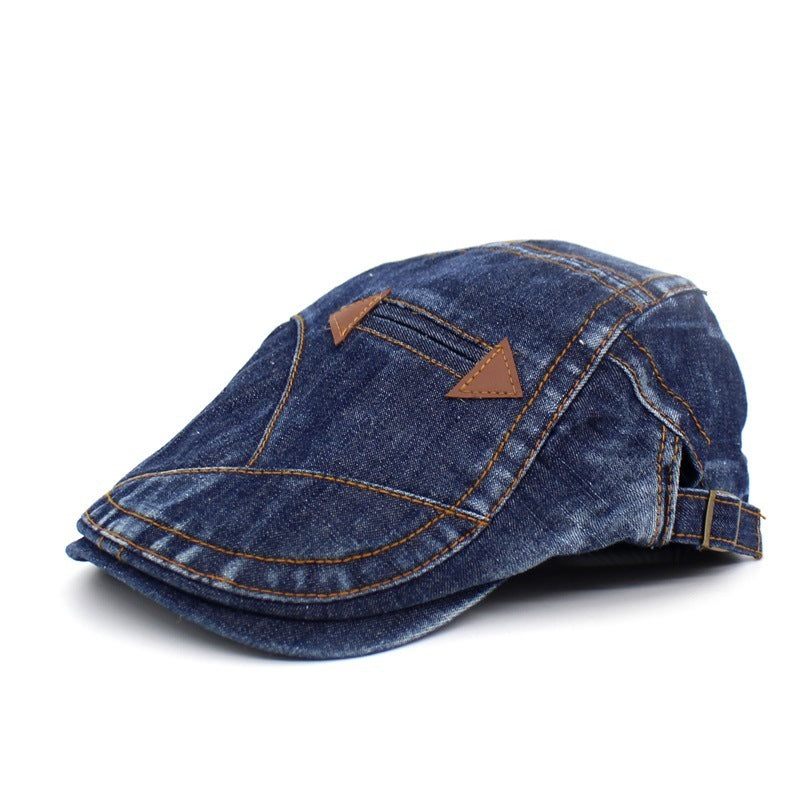 Washed Denim Peaked Beret – Cotton Vintage Cap | Adjustable Fit - Urban Caps 