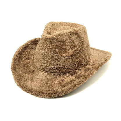 Faux Rabbit Fur Western Cowboy Hat Female Woolen Hat - Urban Caps 