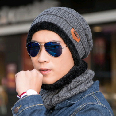 Knitted Winter Hat with Crossed Scarf Neck Warmer - Urban Caps 