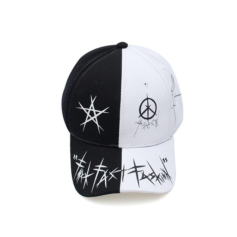 Custom Graffiti Snapback Baseball Caps Black And White Patchwork Men Women Hip Hop Fashion Casual Hat - Urban Caps 