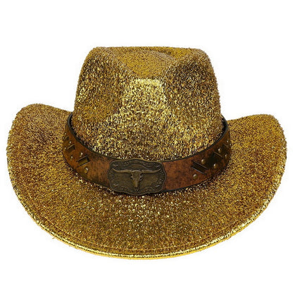 Glitter Cowboy Hat Halloween Black Gold Silver EVA Composite Cow Head Accessories - Urban Caps 