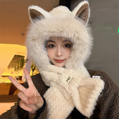 Autumn And Winter Cute Furry Fox Ear Hat - Urban Caps 