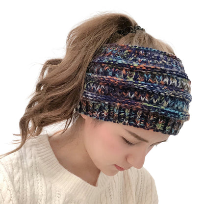Knitted ponytail wool headband - Urban Caps 