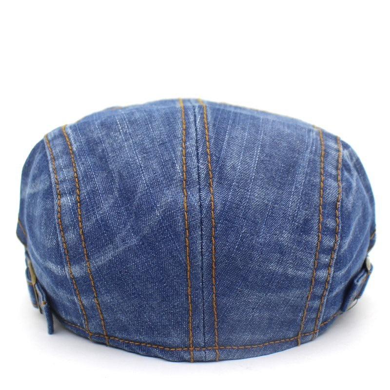 Washed Denim Peaked Beret – Cotton Vintage Cap | Adjustable Fit - Urban Caps 
