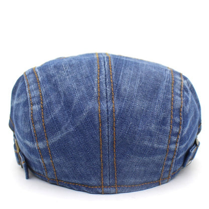 Washed Denim Peaked Beret – Cotton Vintage Cap | Adjustable Fit - Urban Caps 