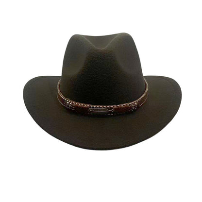 Curling Cowboy Hat Men's And Women's Leaf Belt Fur Felt Hat - Urban Caps 