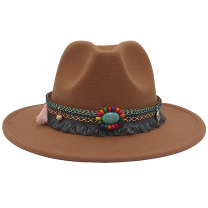 Ethnic Style Western Cowboy Hat Gem Accessories Tibetan Top Hat - Urban Caps 
