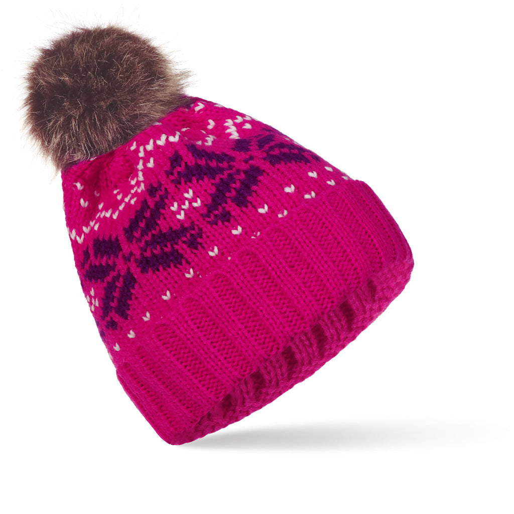 New Big Snowflake Christmas Woolen Hat Warm Hood Knitted Hat - Urban Caps 