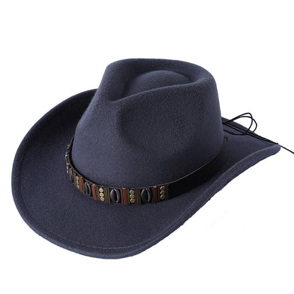 Woolen Hat Western Cowboy Top Hat Men's And Women's Curling Shell Accessories - Urban Caps 