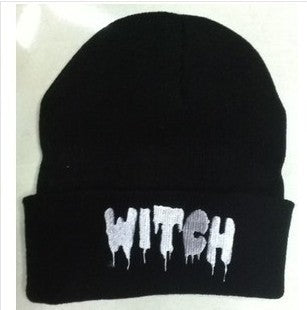 Letter Punk WITCH Letter Knitted Hat Woolen Hat Trendy Hat - Urban Caps 