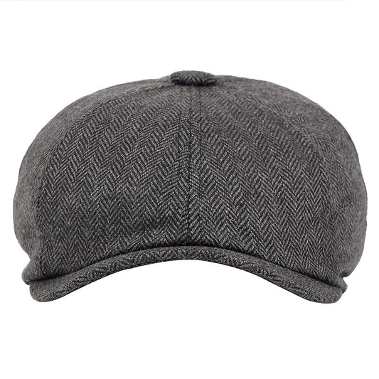 Vintage British-Style Octagonal Cap – Unisex Cotton-Blend Duckbill Hat - Urban Caps 