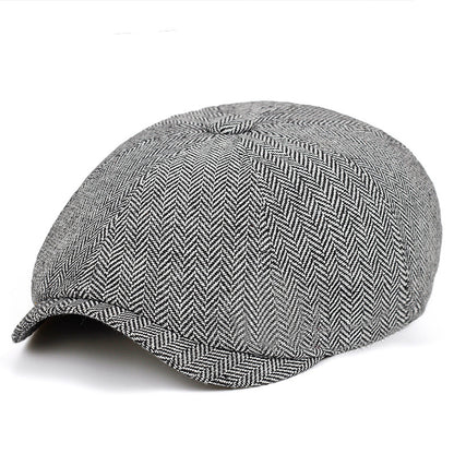 Vintage British-Style Octagonal Cap – Unisex Cotton-Blend Duckbill Hat - Urban Caps 