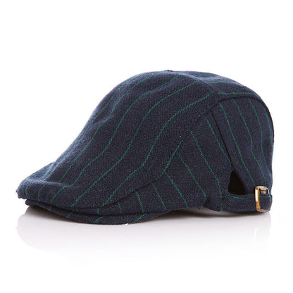 Baby's Striped Tweed Cheesecutter Hat – Soft Wool Cap for Ages 1–12 (Multiple Sizes)