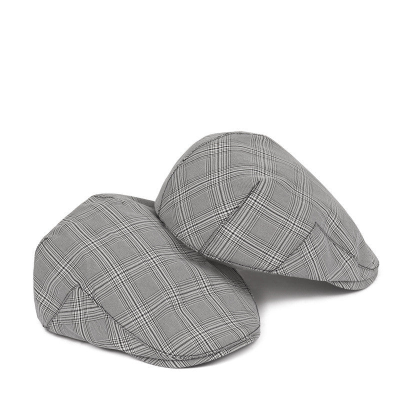 British Plaid Beret Hat Men's Forward Hat Casual Retro Duck Tongue Old Man Hat Day Thin Spring And Summer Tide - Urban Caps 