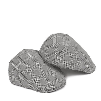 British Plaid Beret Hat Men's Forward Hat Casual Retro Duck Tongue Old Man Hat Day Thin Spring And Summer Tide - Urban Caps 