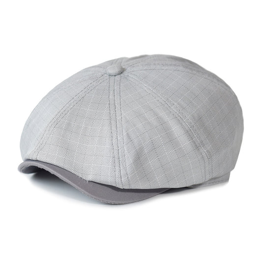 Lattice Octagonal Hat Thin Spring And Summer European And American Striped Newsboy Hat British Fashion Beret Painter Forward Cap - Urban Caps 