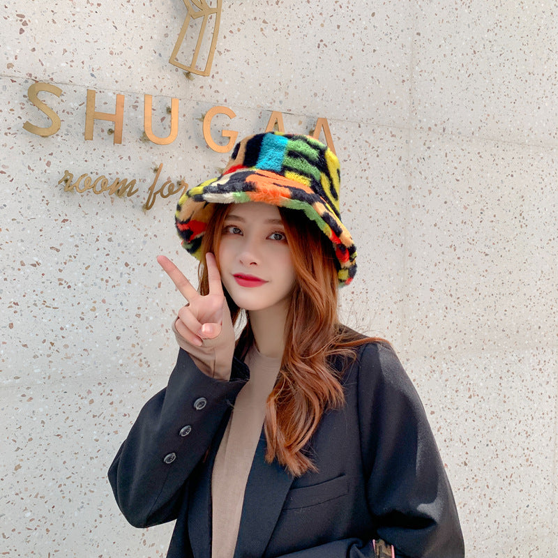 New Digital Print Rabbit Fur Fisherman Hat For Autumn And Winter - Urban Caps 