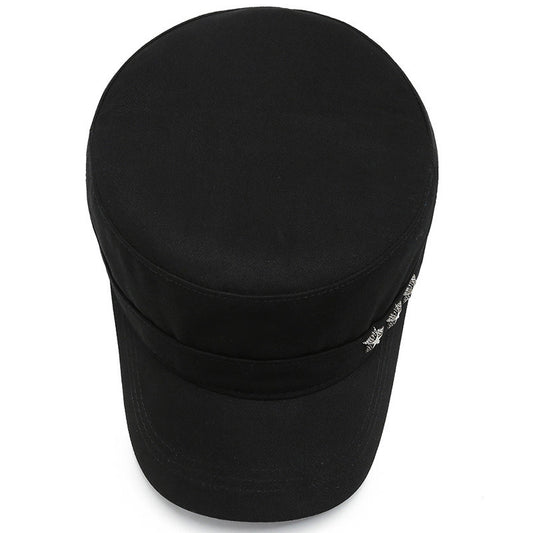 Cotton Flat Top Military Cap – Rivet Five-Star Peaked Hat | Adjustable Fit - Urban Caps 