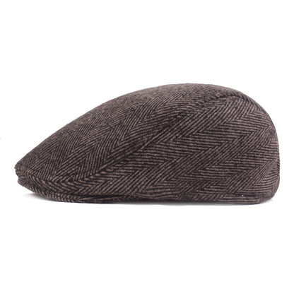 Herringbone Beret, Simple Cap For Men And Women, Autumn And Winter Hat, Old Man Hat - Urban Caps 