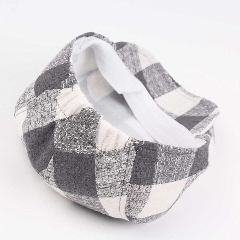 Plaid Cotton Beret Hat – Stylish Bell-Shaped Cap for Women - Urban Caps 