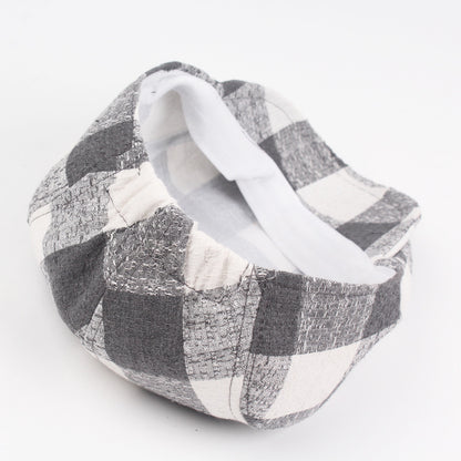 Plaid Cotton Beret Hat – Stylish Bell-Shaped Cap for Women - Urban Caps 