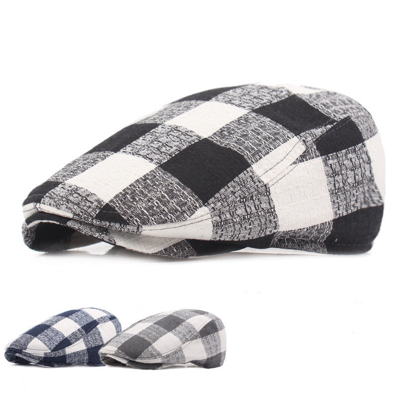 Plaid Cotton Beret Hat – Stylish Bell-Shaped Cap for Women - Urban Caps 
