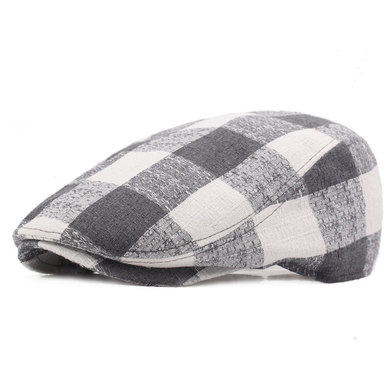 Plaid Cotton Beret Hat – Stylish Bell-Shaped Cap for Women - Urban Caps 