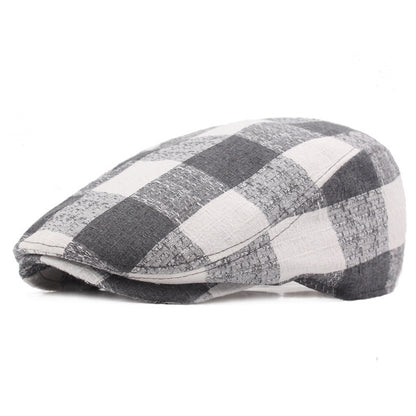 Plaid Cotton Beret Hat – Stylish Bell-Shaped Cap for Women - Urban Caps 