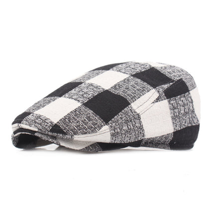 Plaid Cotton Beret Hat – Stylish Bell-Shaped Cap for Women - Urban Caps 