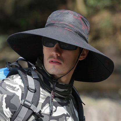K51 Men's Summer Hat Outdoor Sun Screen Camouflage Hiking Hats Cycling Fishing Cap Big Brim Fisherman hat UV Protection - Urban Caps 