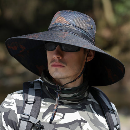 K51 Men's Summer Hat Outdoor Sun Screen Camouflage Hiking Hats Cycling Fishing Cap Big Brim Fisherman hat UV Protection - Urban Caps 